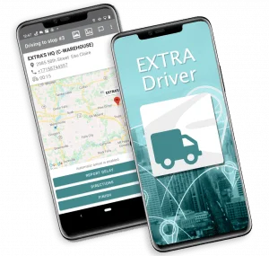 Images of the EXTRA Driver Mobile Application on mobile phones