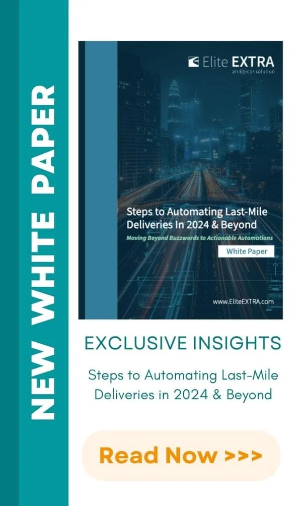 An advertisement for Elite EXTRA's last-mile delivery automation white paper