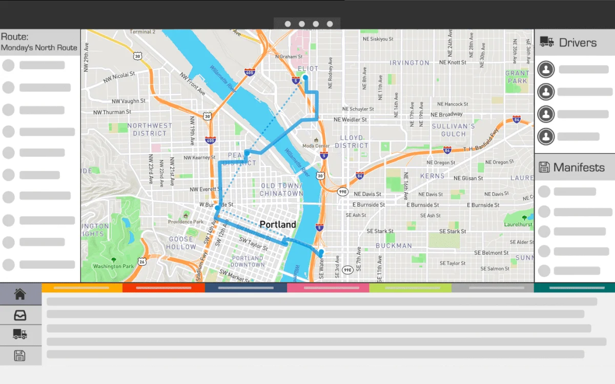 Automated-Route-Planning-Dispatch-Map-Screen Image of the Routing & Dispatch dispatch map screen