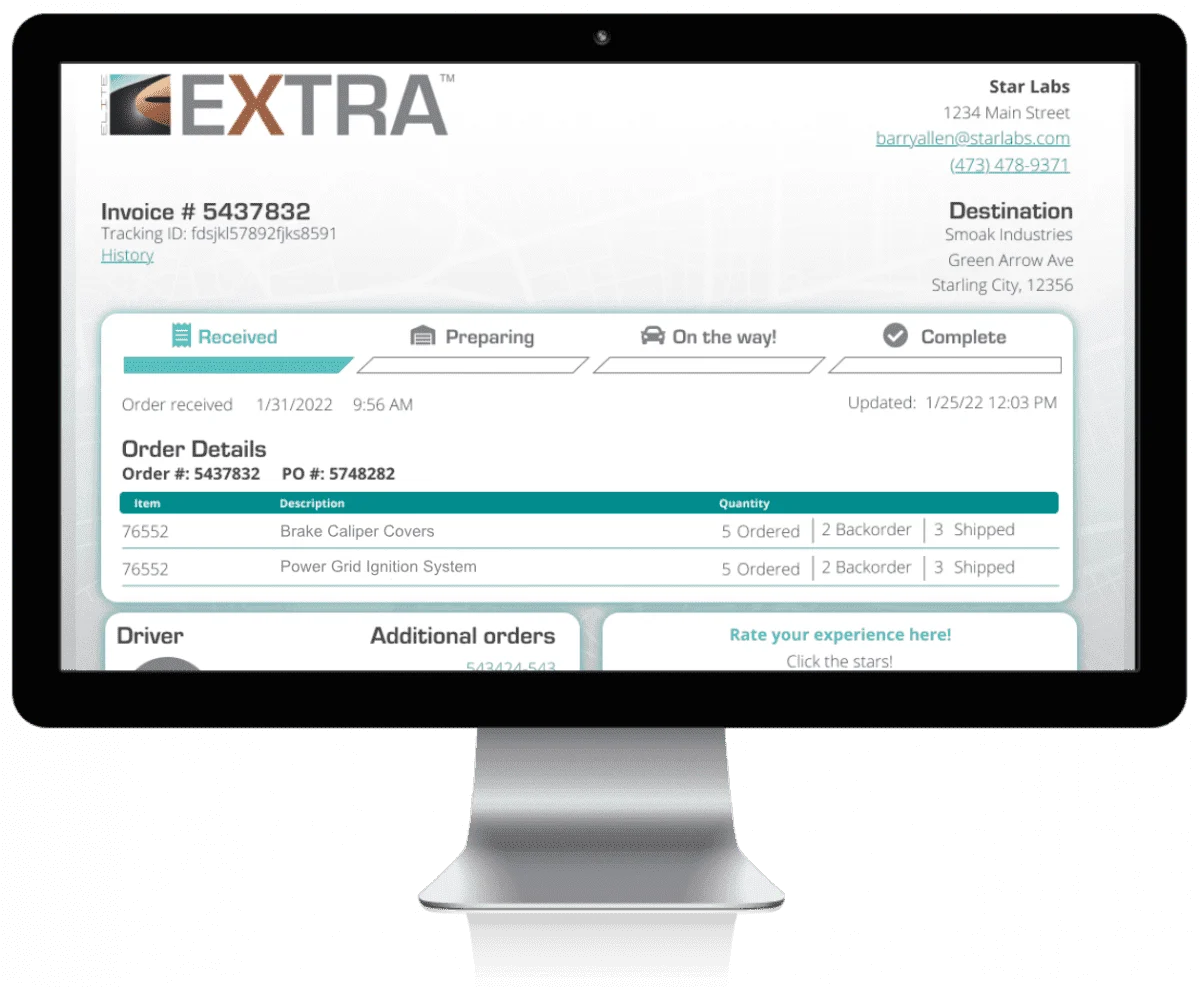 Image of a package tracking page with delivery statuses