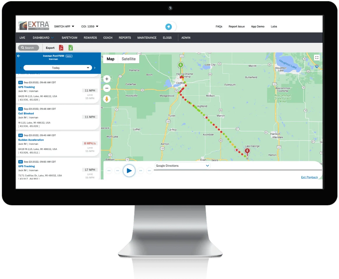 Fleet Telematics Vehicle Tracks