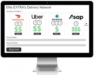 List of third-party providers on screen with different price and time quotes to choose from